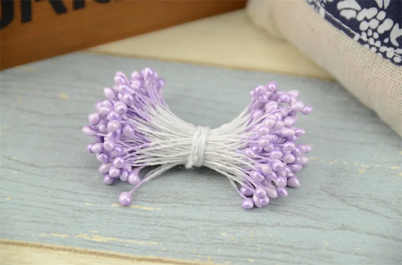 Light purple 300 шт., искусственные цветы, Двойные головки, перламутровые открытки, украшения для тортов, скрапбукинг, цветочные украшения для дома, свадьбы, вечеринки - Цвет: Light purple
