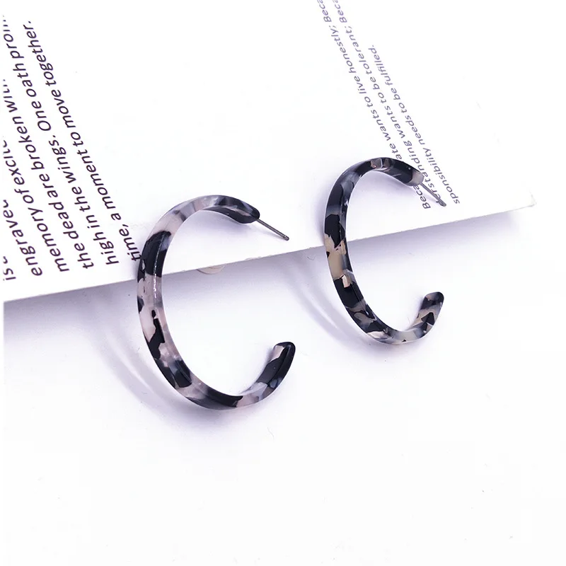Fashion Simple and Colorful Retro Earrings C-shaped Resin Acrylic Sweet Wind Korean Jewelry Charm Accessories | Украшения и
