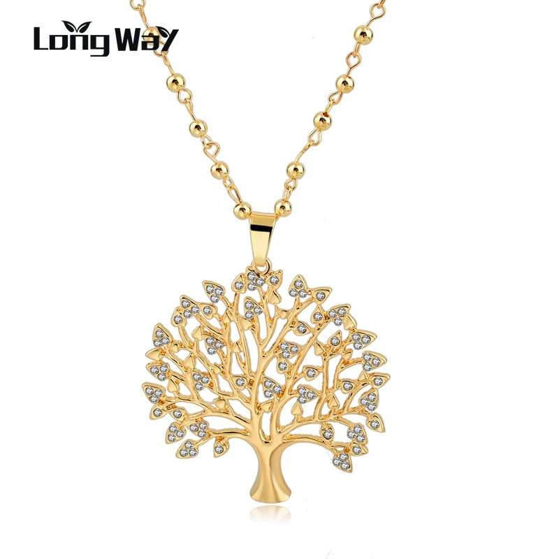 

LongWay Long Necklaces Tree Of Life Pendants For Men Women Necklace Pendant Silver Color & Gold Color Statement Gifts SNE160112