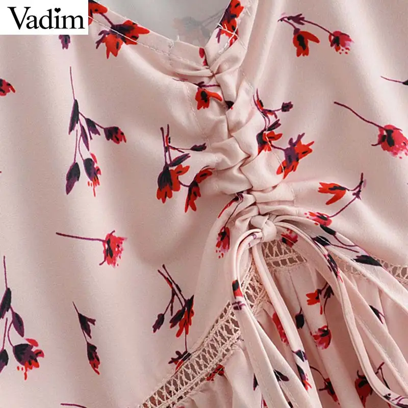 Вадим женщин сладкий с v-образным вырезом цветочным принтом длинное платье