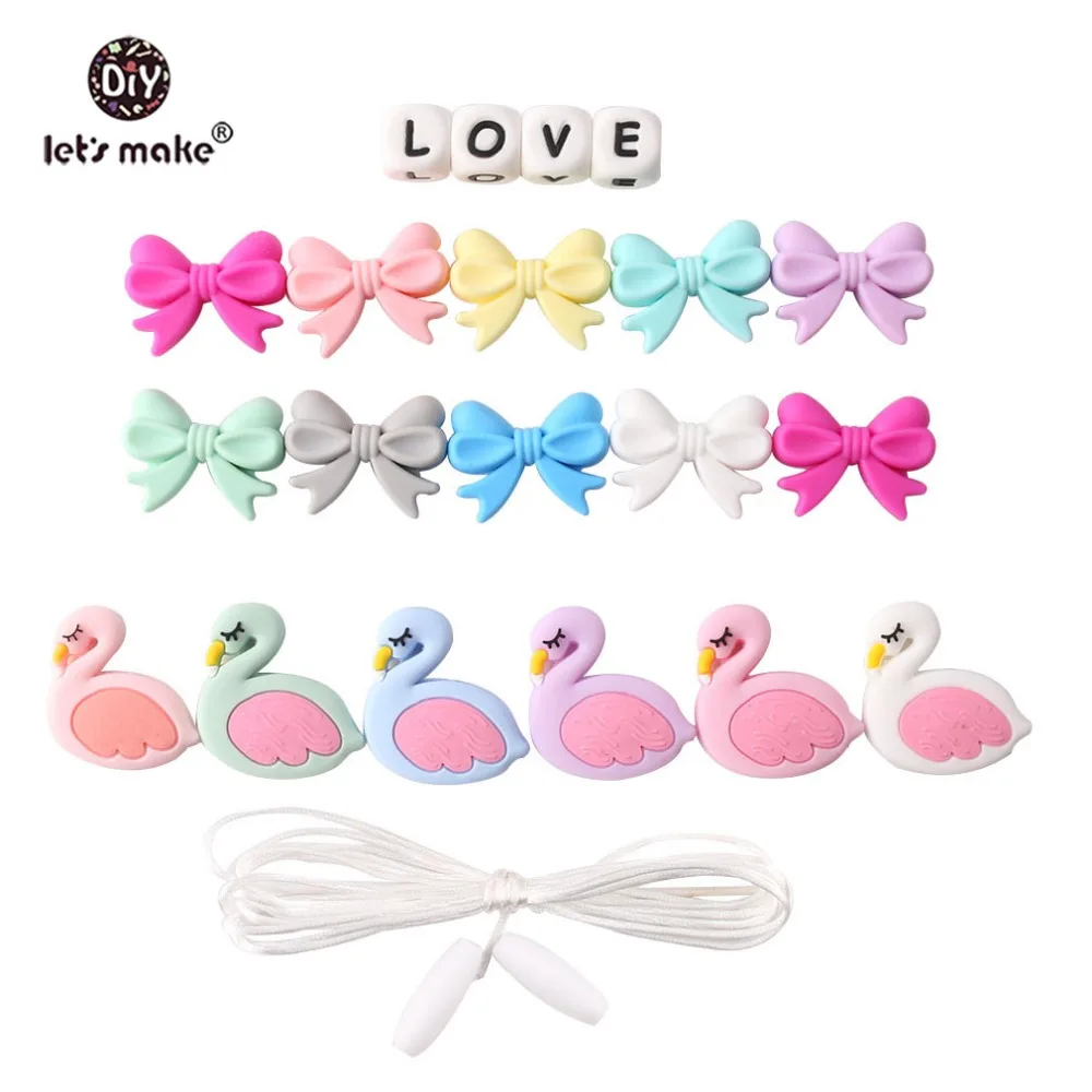 Let's Make Baby Teether 1Set Perle Silicone Beads Koala Crown Letters Making Jewelry Necklace Teething Toys Nurse Gifts Products | Мать и