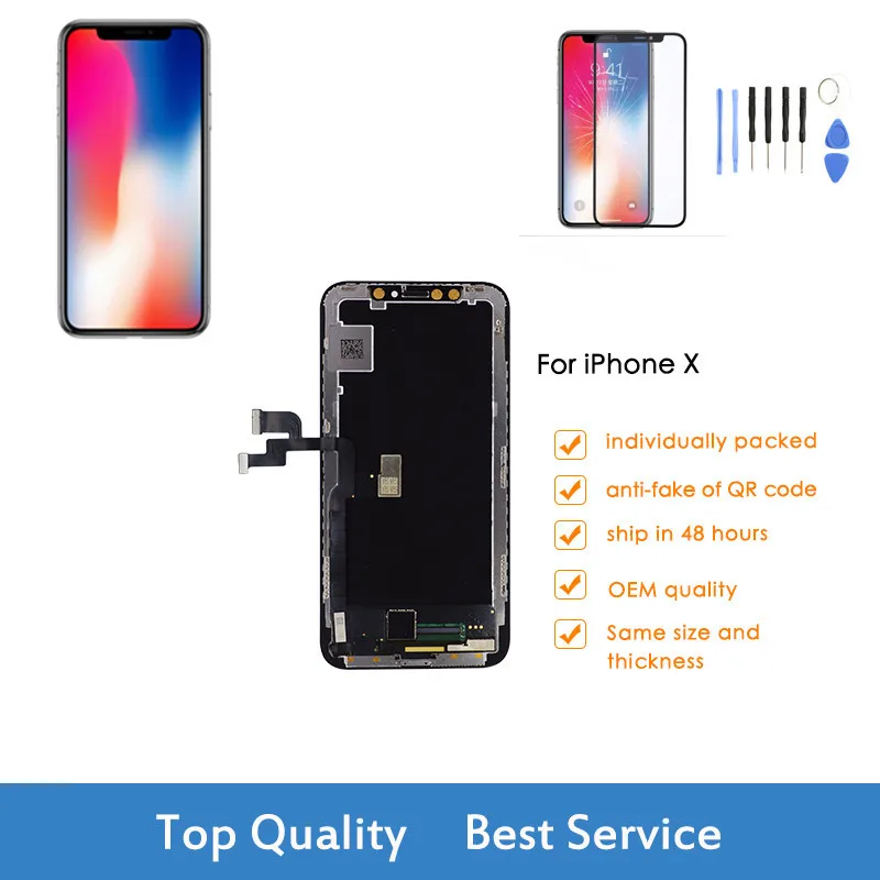 1 шт. GX Amoled LCD или дисплей экран для iPhone X OEM сенсорный дигитайзер сборка Замена с 2