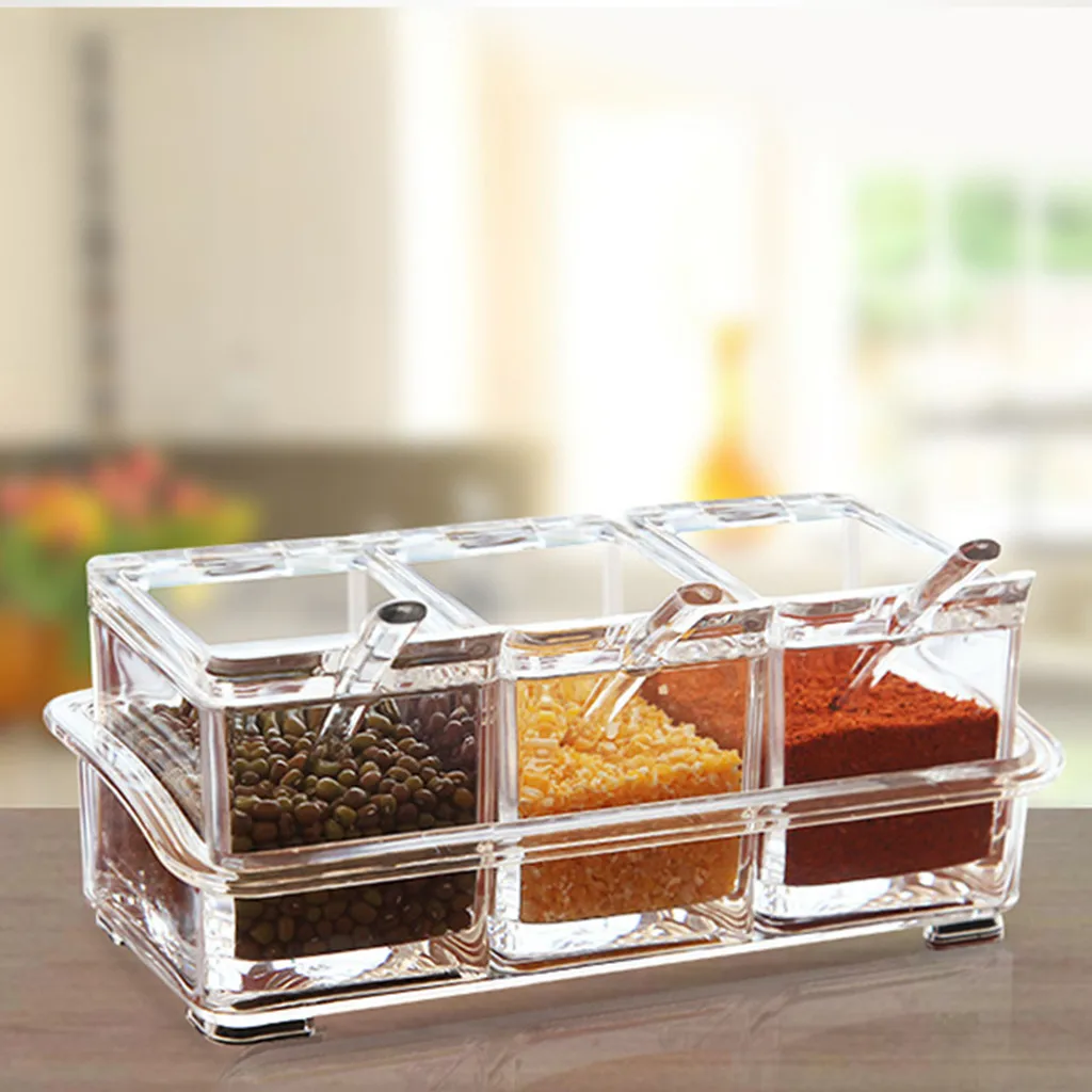 2020 Seasoning Rack Spice Pots Box Storage Container Condiment Jar Kitchen Tool Salt Pepper Cumin Powder tool | Дом и сад