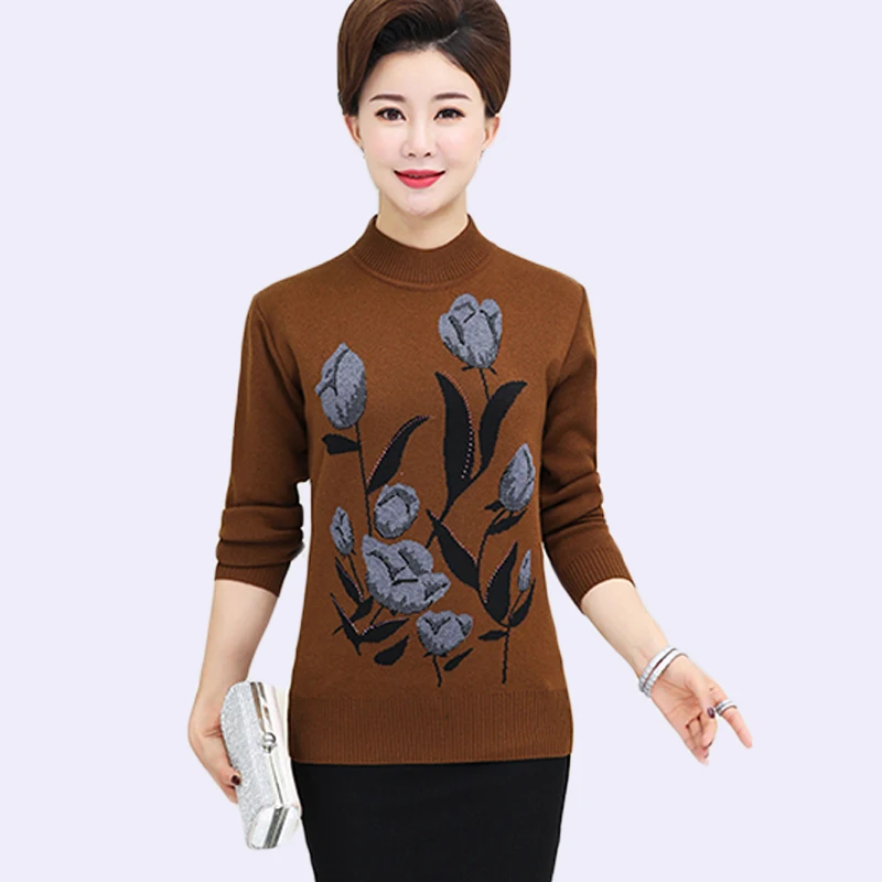 Свитер женский трикотажный с цветочным принтом на осень/зиму | Женская одежда