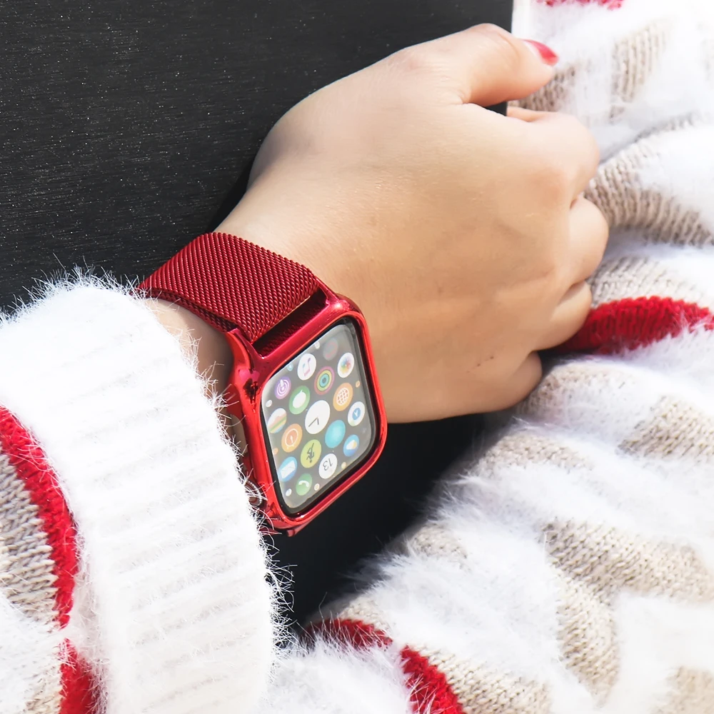 Смарт-часы SIKAI ремешок для apple watch 4 спортивные 40 44 мм чехлы PC бампер протектор
