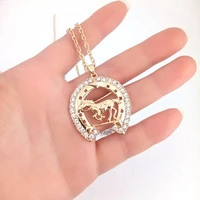 hzew crystal running horse and horseshoe pendant necklace horse necklaces