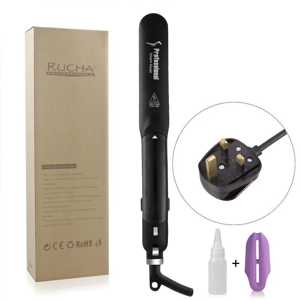 UK Plug - Normal Box Профессиональные аргановое масло Паровая выпрямитель для волос плоский Утюг инъекций живописи 450F Выпрямители для волос Уход за волосами Инструменты для укладки волос - Цвет: UK Plug - Normal Box