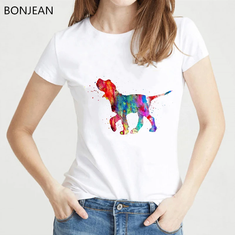 Красивая итальянская Акварельная футболка Spinone летняя женская женские