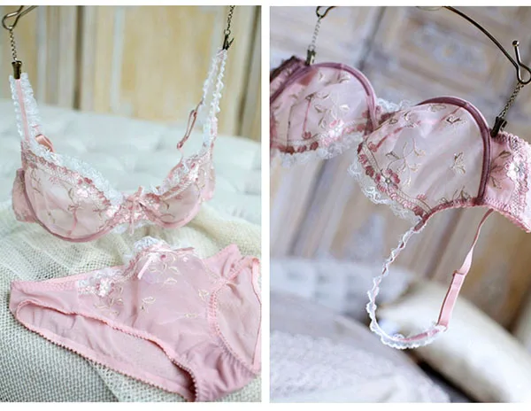 Комплект кружевного нижнего белья с цветочной вышивкой размера плюс 90C 95C 90D 95D