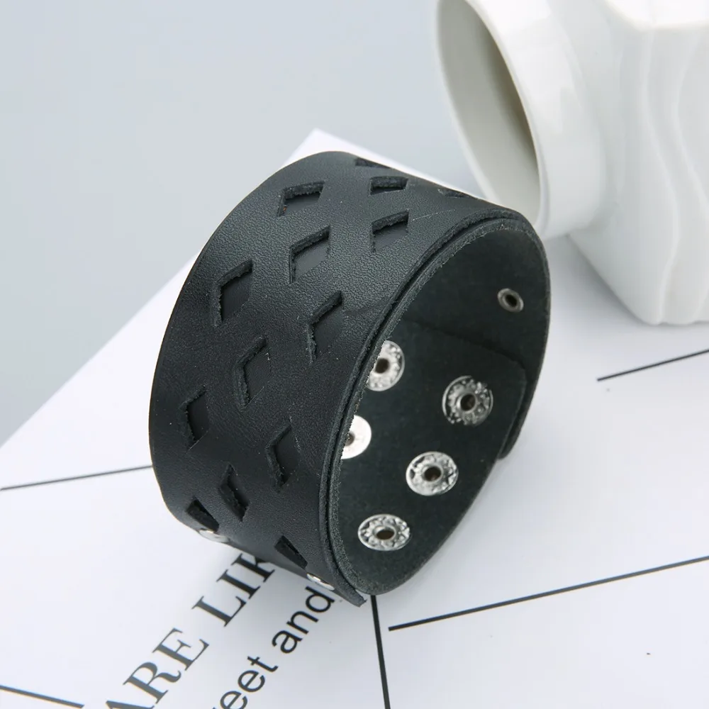 XINYAO 2019 Handmade Black Bronze PU Leather Bracelet for Women Men Cuff Bracelets &amp Bangles Jewelry Wristband Pulseira | Украшения и