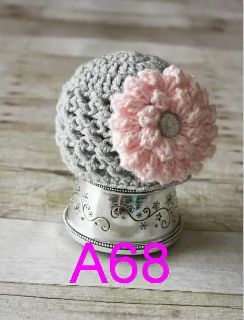 free shipping 30piece/lot new Handmade Knitted Baby Flower Hat Spring Crochet Girls' Crocheted Beanie caps 100% cotton | Детская