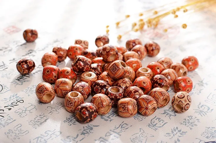 1 50 шт 9X10 мм бусины из натурального окрашенного дерева круглые свободные деревянные бусины оптом много шариков для изготовления ювелирных изделий для рукоделия - Цвет: 1