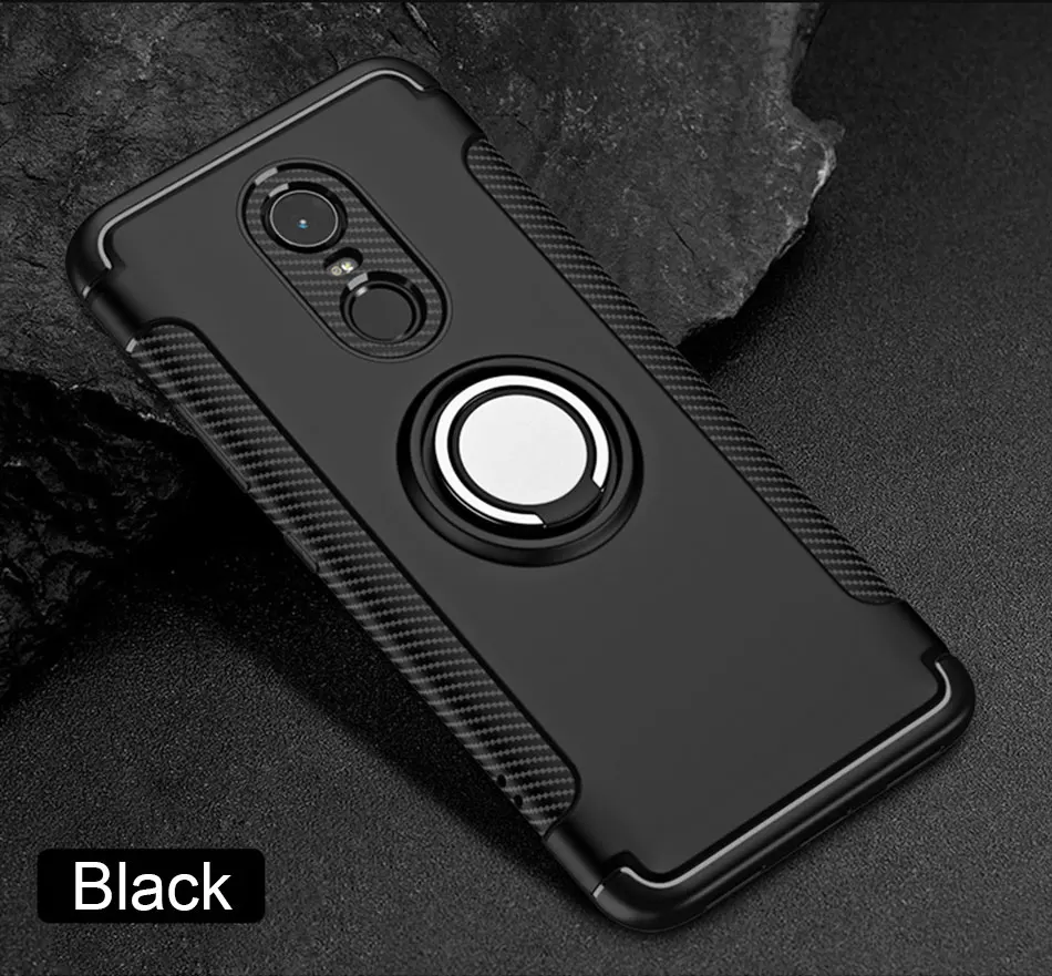 Black Роскошный кольцевой чехол для телефона Xiaomi Redmi 6 Pro 6A 5 Plus 5A Note 4 4X 5A чехол s полный противоударный чехол для Pocophone f1 задний Чехол - Цвет: Black