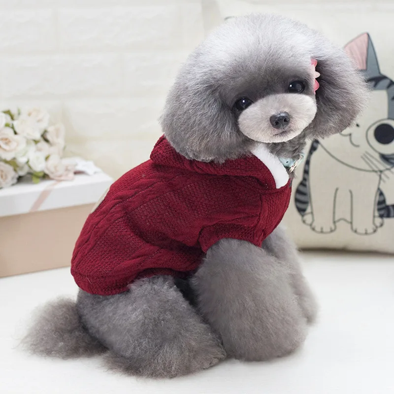 Зимние теплые Pet Одежда с принтом в виде собак для маленьких собак мягкий, флисовый, для собаки вязаный свитер Толстовка Чихуахуа пальто куртки Щенок Кот домашних животных Костюмы