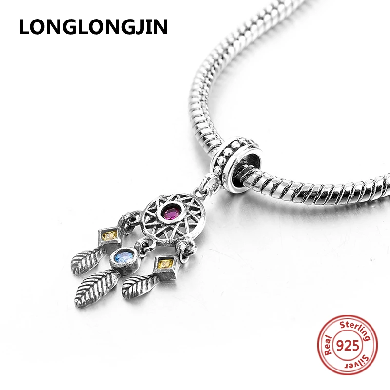 925 Sterling Silver Tassel Bangle Charms Beads With CZ Fit Charm Pandora silver original Bracelet Pendant Fine Jewelry Gift|beads fashion|beads