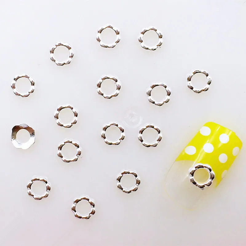 10Pcs/Lot Japan 5mm Gold Round Circle 3D DIY Metal Alloy Nail Art Deco Stickers/Charms/ Tools for Manicure | Красота и здоровье