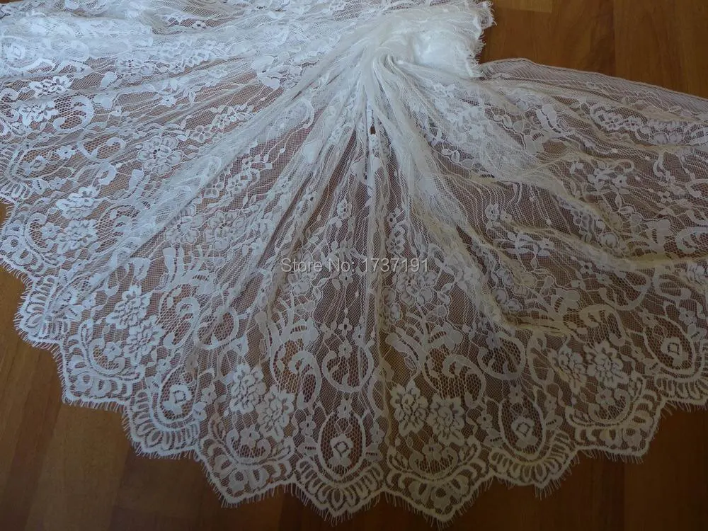 Красивая кружевная белая Цветочная отделка Шантильи с зубчатыми краями для