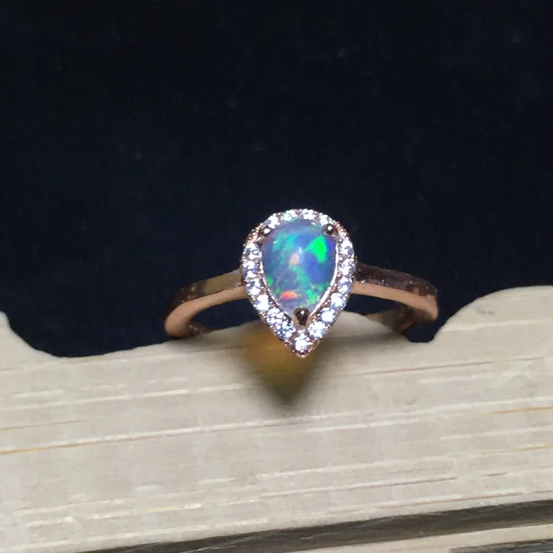 Огненный натуральный австралийский опал камень Твердое Серебро 925 тонкое кольцо