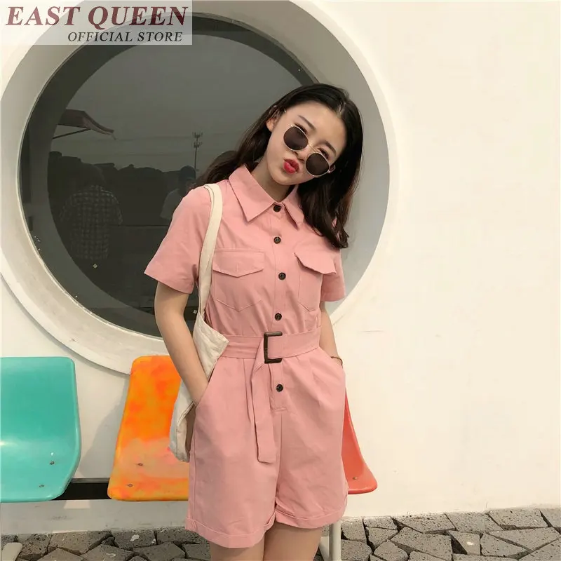 Женские летние комбинезоны на шнурках с коротким рукавом для пляжа карманами DD684