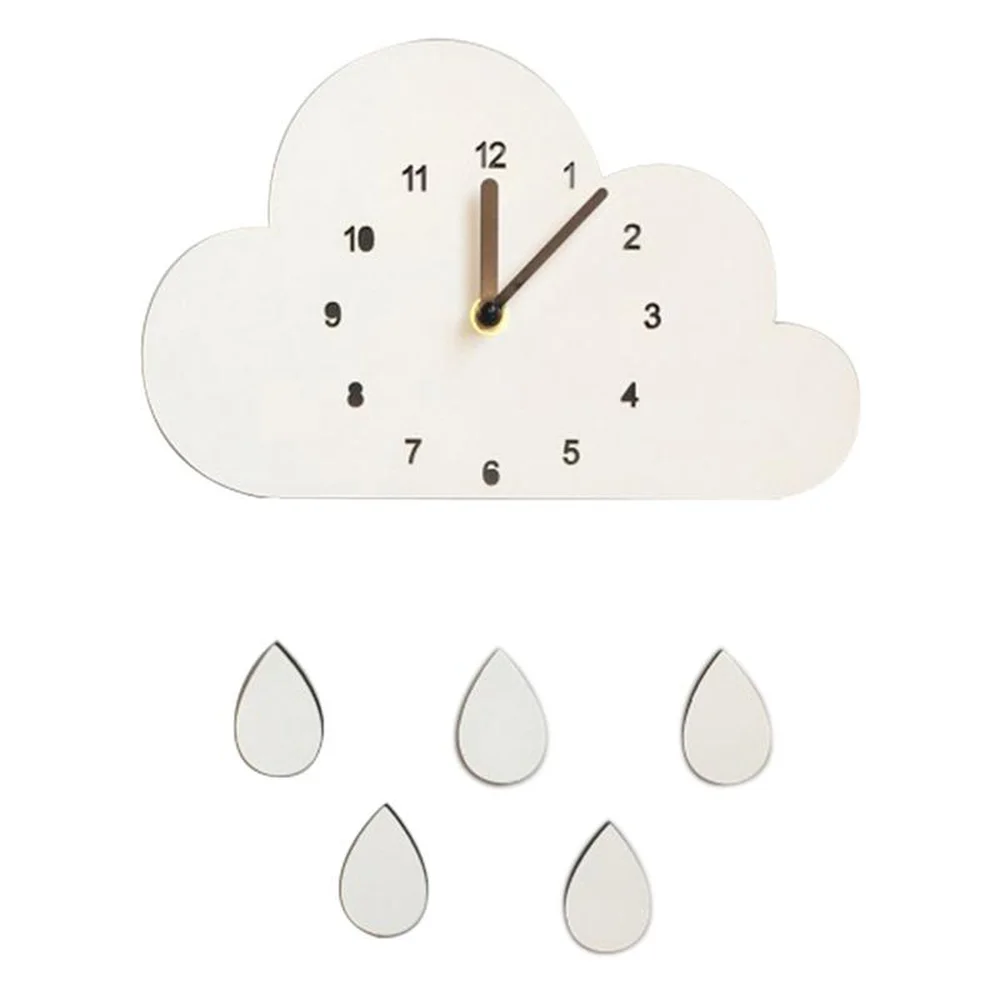 Нордический дом облачные капли воды бесшумные часы Украшение стен детская