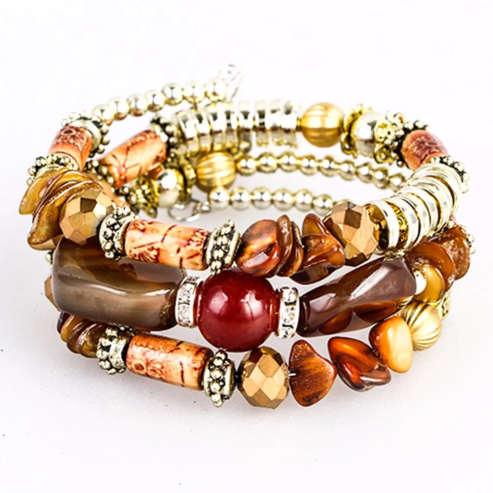 Personality Beads Women Jewelry Three Layers Bracelets Black Blue Bracelet Circlet Gift Hand Band Special Design Stone B766 | Украшения и