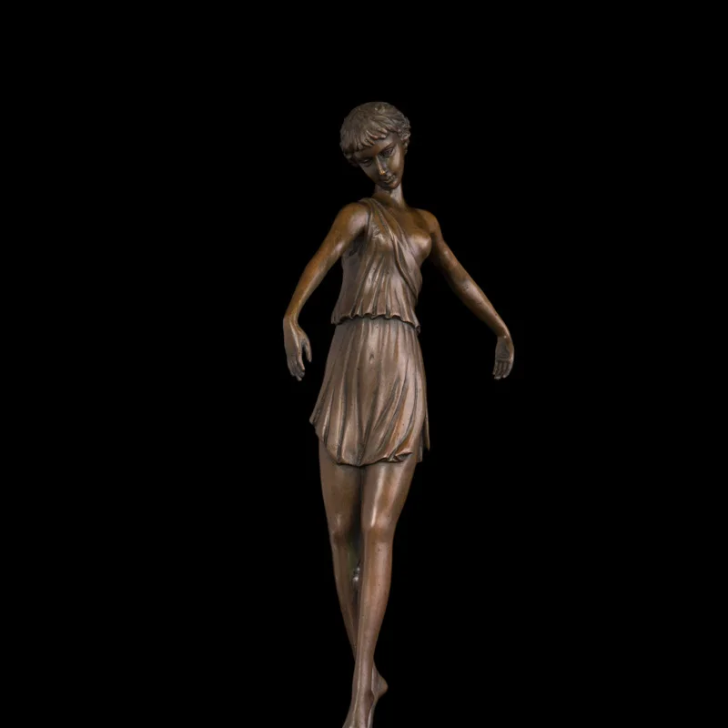 ATLIE Чистая Бронзовая статуя женская скульптура танцор танцевальная юбка фигурка