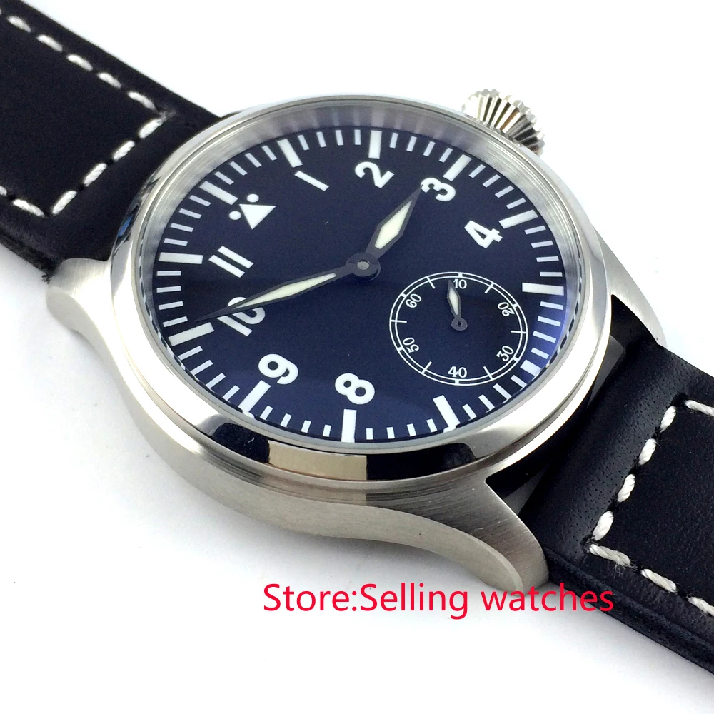 Мужские часы с черным циферблатом parnis 47 мм синим светом 6498|watch men|watch men watchwatch watch |