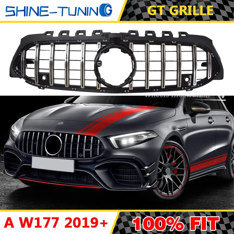 Подходит для mercedes A Class W177 amg GT Grill A35 A45 Решетка переднего бампера гоночная решетка A180 A200 A250 gt grill