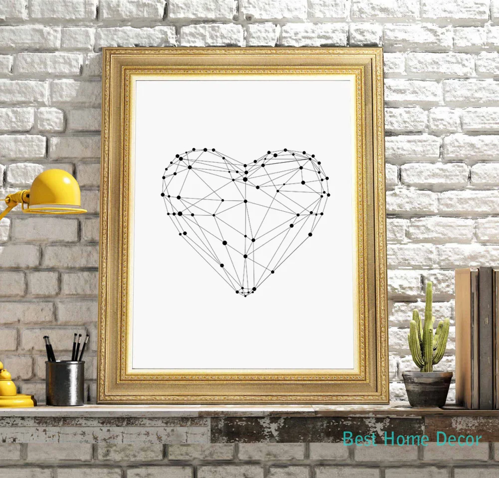 В форме сердца плакат для детской изящной художественной бумаги Геометрическая