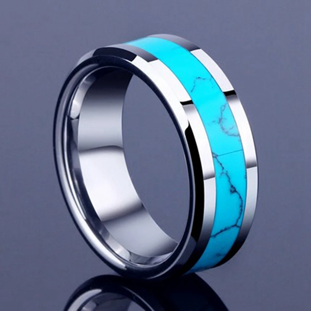 Вольфрамовые синие романтические парные кольца вольфрама винтажная пара колец