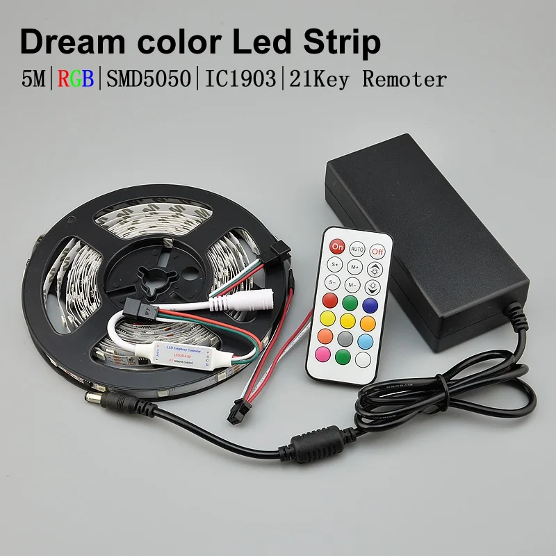RGB Светодиодные ленты 5050 SMD гибкие полосы света 5 м светодиодный Клейкие лампа DC12V