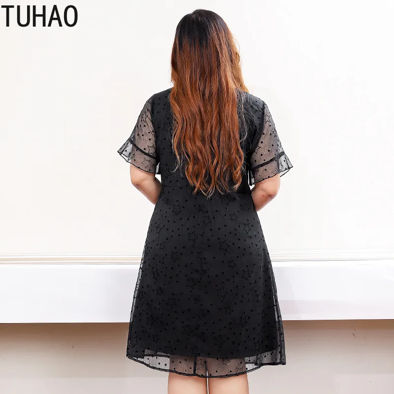 Летнее модельное черное платье TUHAO большие размеры s 10XL 9XL длиной до колена