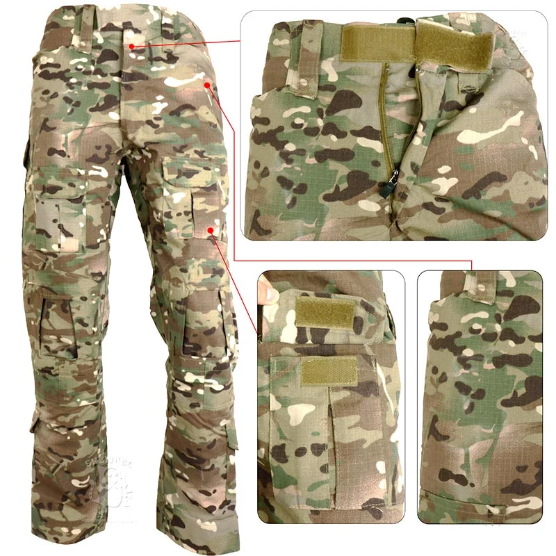 Gen2 Airsoft BDU Униформа тактические боевые брюки с наколенниками мужские камуфляжные брюки армейское снаряжение военные охотничьи брюки