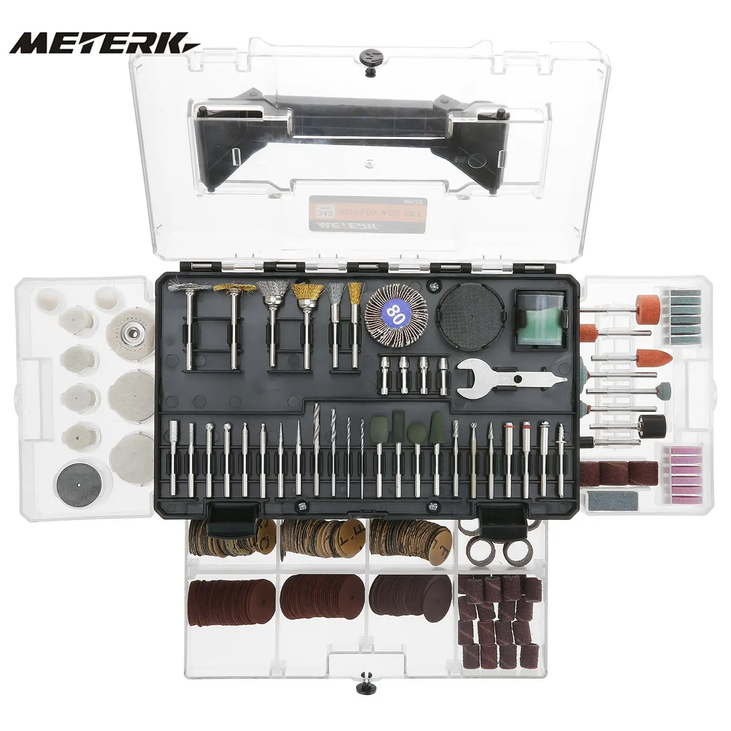 Meterk 349 шт. роторный инструмент Аксессуары для дремель Биты Набор гравер абразивные инструменты аксессуары шлифовальная гравировка полировка