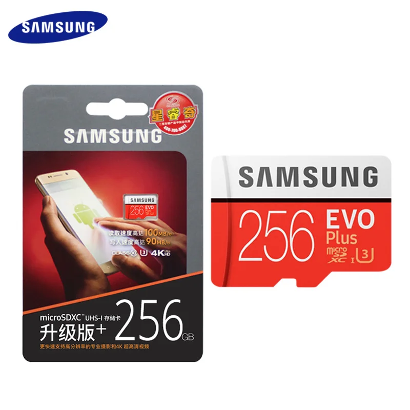 SAMSUNG карта памяти Micro SD карты 256 ГБ 64 Гб 128 U3 SDXC Класс EVO+ класс 10 UHS TF карту Транс флеш-карты до 100 МБ/с