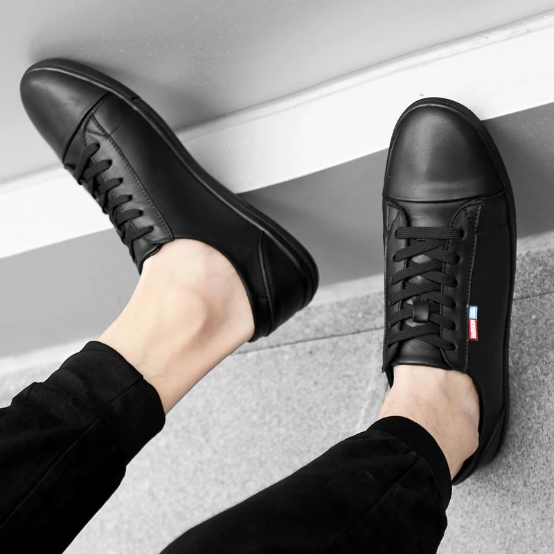 

Summer Men genuine Leather Fashion Shoes outdoor Male Flat cow Leather Shoes lace up Comfortable Man Casual Footwear Sneakers L5