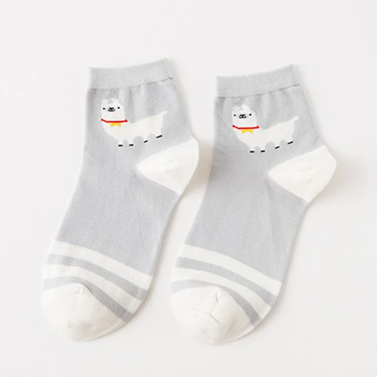 Носки Alpaca Sox кофейного, коричневого, серого цвета, теплые, удобные, милые, каваи ламы, винтажные, Ретро стиль, шерсть, Mori Girl, дропшиппинг - Цвет: White short