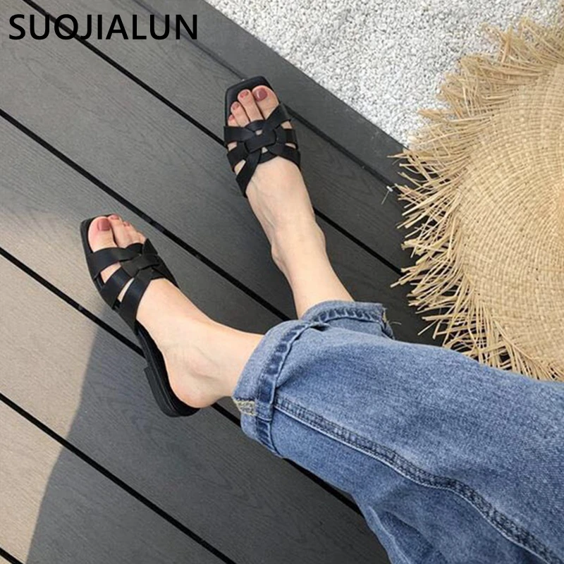 Женские пляжные шлепанцы SUOJIALUN повседневные брендовые на лето 2019|Тапочки| |