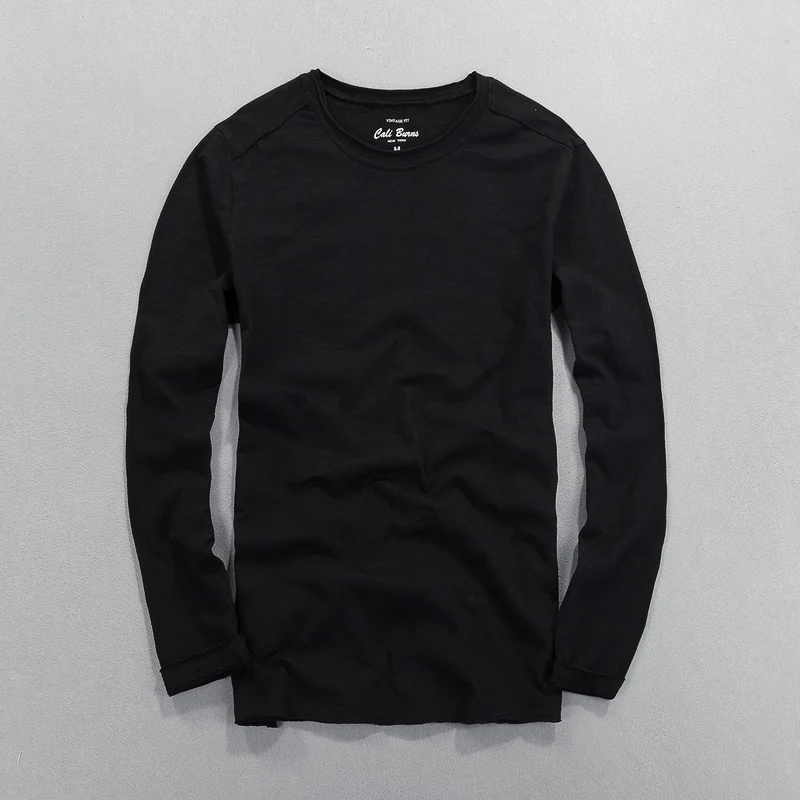 Мужская футболка с длинным рукавом и круглым вырезом 6 цветов