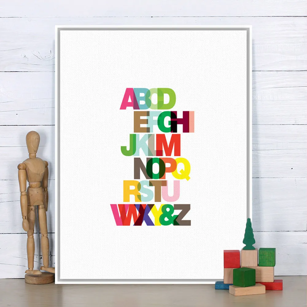 Современная Минималистичная картина с радужным английским алфавитом типография