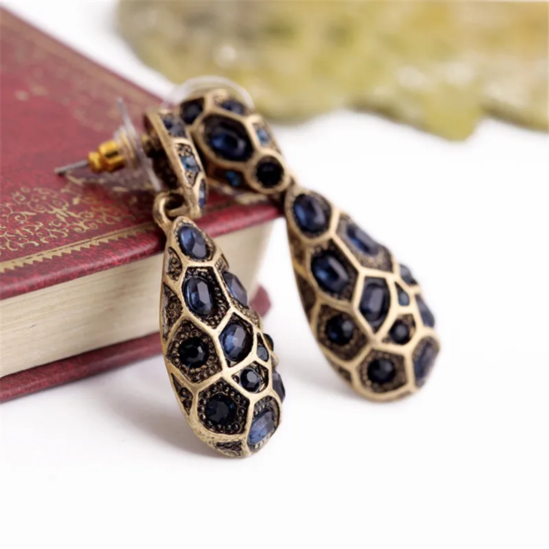 Новый дизайн богемные Модные Винтажные брендовые серьги с голубым камнем для