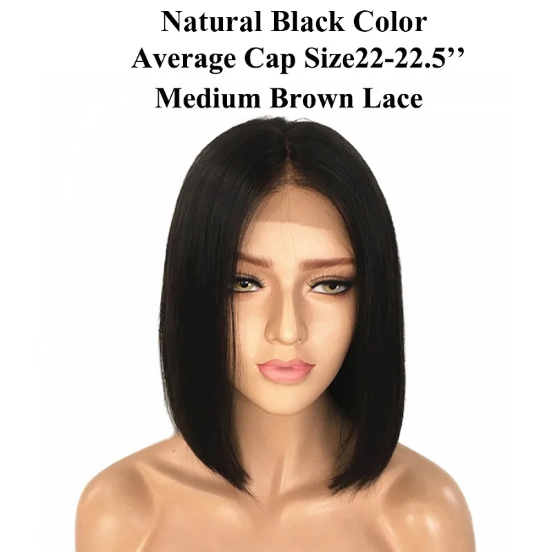 Естественный цвет BEEOS Ombre красный 13*4 человеческие волосы на кружеве парик короткий боб парик для женщин 150% предварительно сорванные человеческие бразильские волосы Remy прямые - Цвет: Естественный цвет