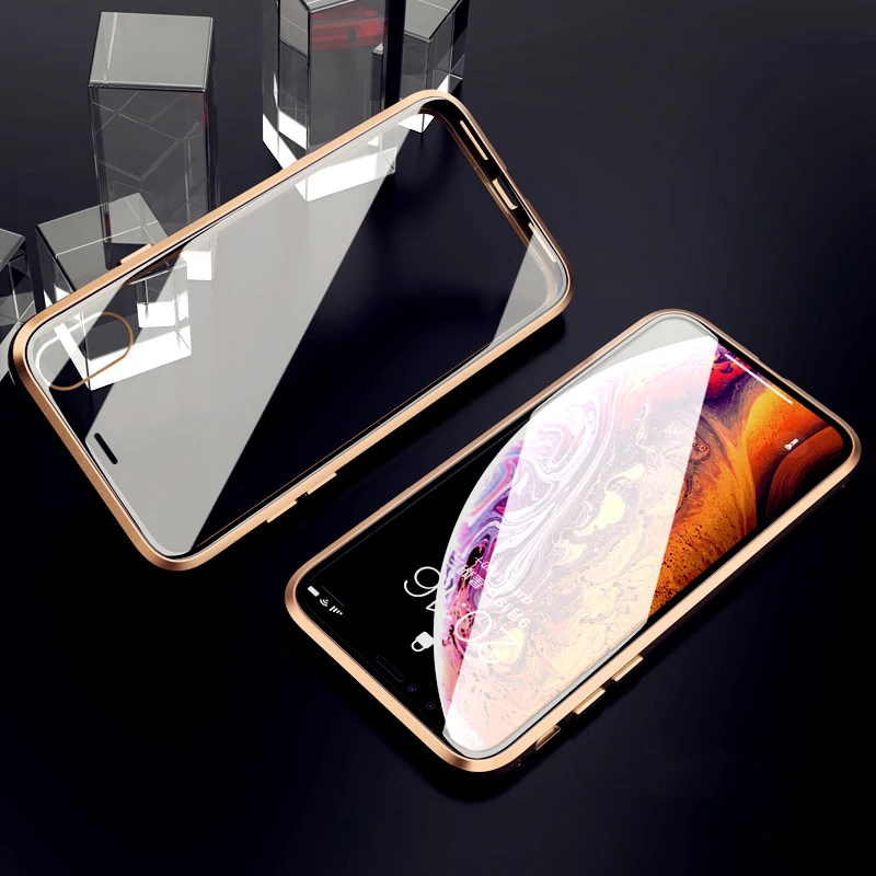 Магнитный чехол Suntaiho для iPhone XS Max с двойным закаленным стеклом магнитный