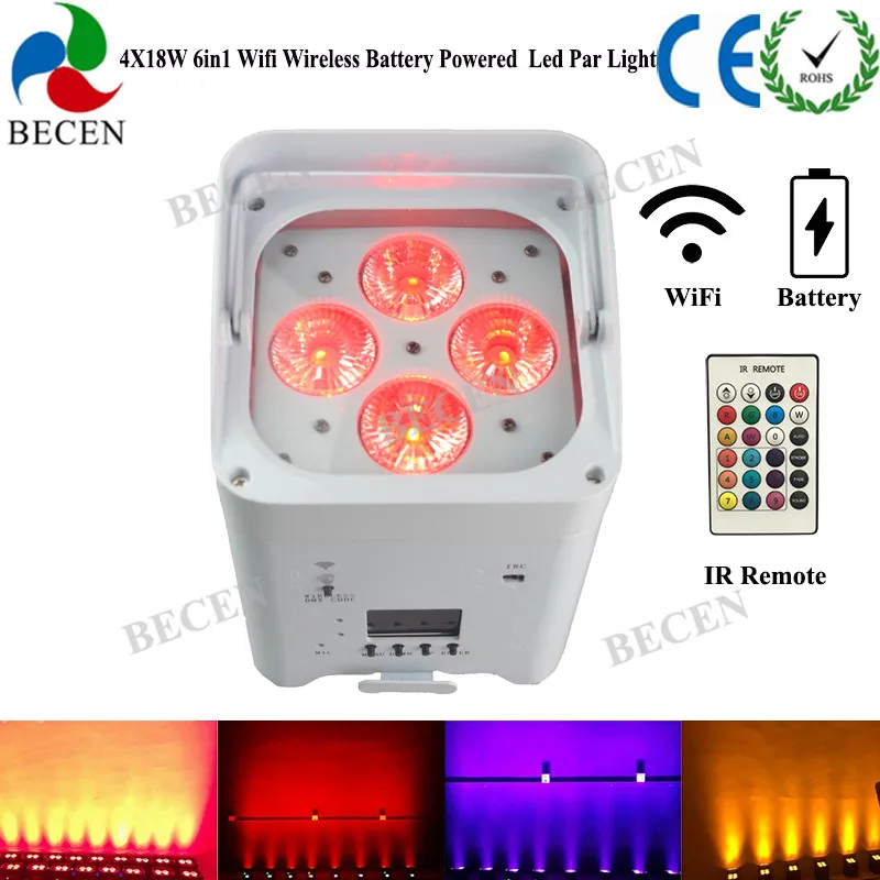 Wireless DMX 4x15w 6in1 Battery Powered LED Par Light Wifi APP Control IRC Remote Led Uplight 8pcs | Лампы и освещение