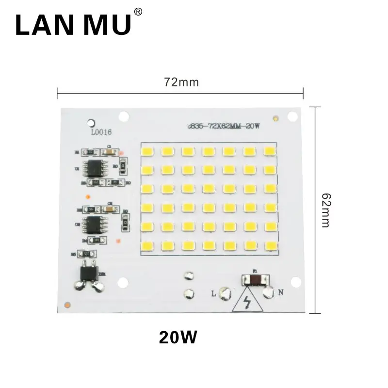 LAN MU 6 шт. светодиодный ламповый чип 220 В 2835 SMD лампочка Smart IC светодиодный светильник на входе 10 Вт 20 Вт 30 Вт 50 Вт 90 Вт для наружного прожектора светильник