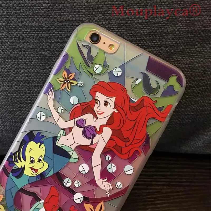 Милый мультфильм Выбивает Русалочка мягкая Пластика задняя крышка для iphone 5 5S &amp
