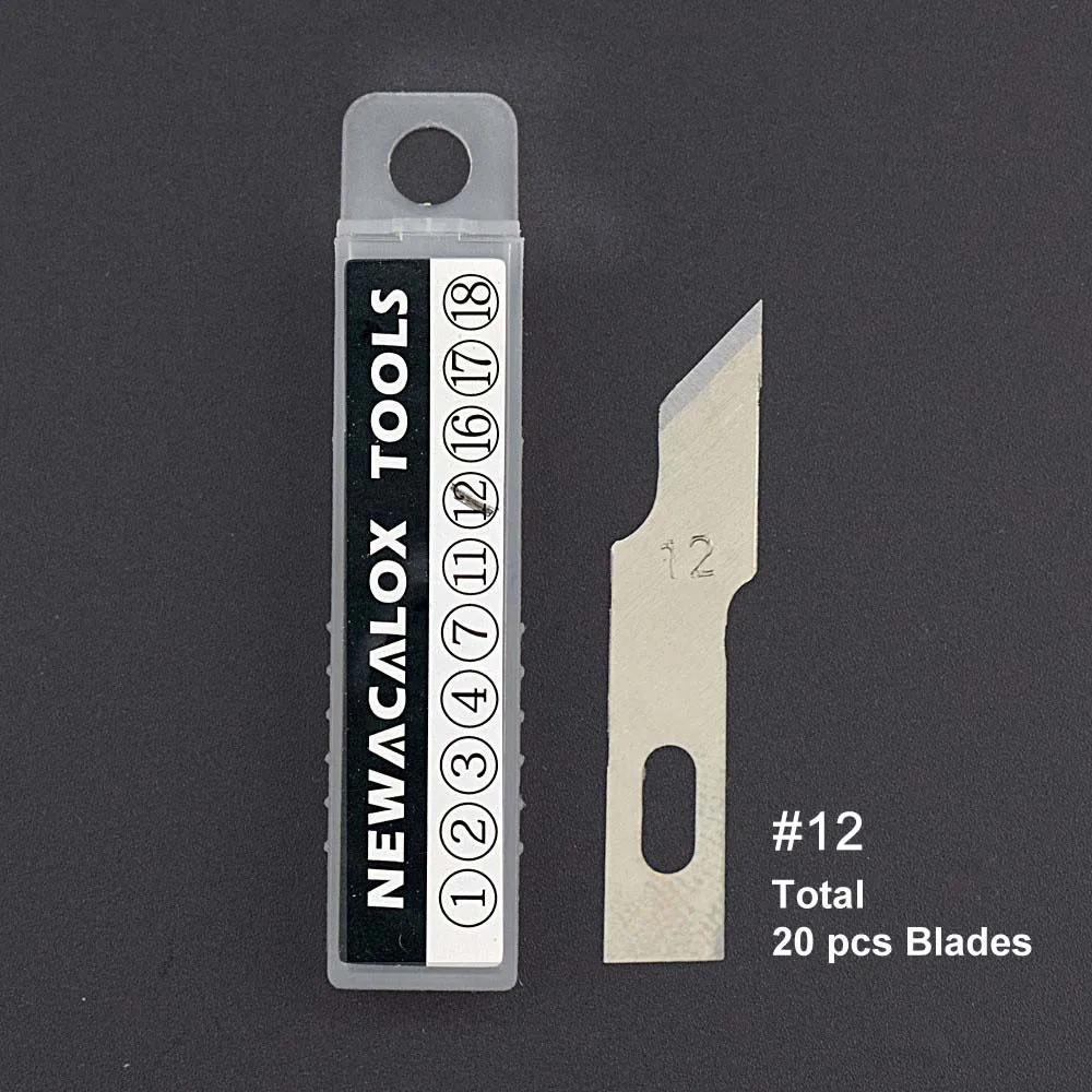 NEWACALOX 20 шт. лезвие из нержавеющей стали для пленки для мобильных телефонов инструменты резак рукоделие хобби нож DIY скальпель резьба по дереву PCB ремонт - Цвет: Blade-12-20