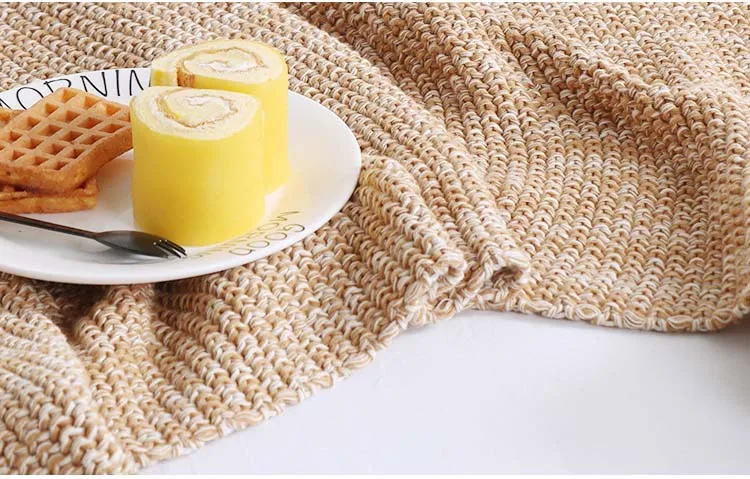 Бесплатная доставка Скандинавское хлопковое покрывало вязаное однотонное