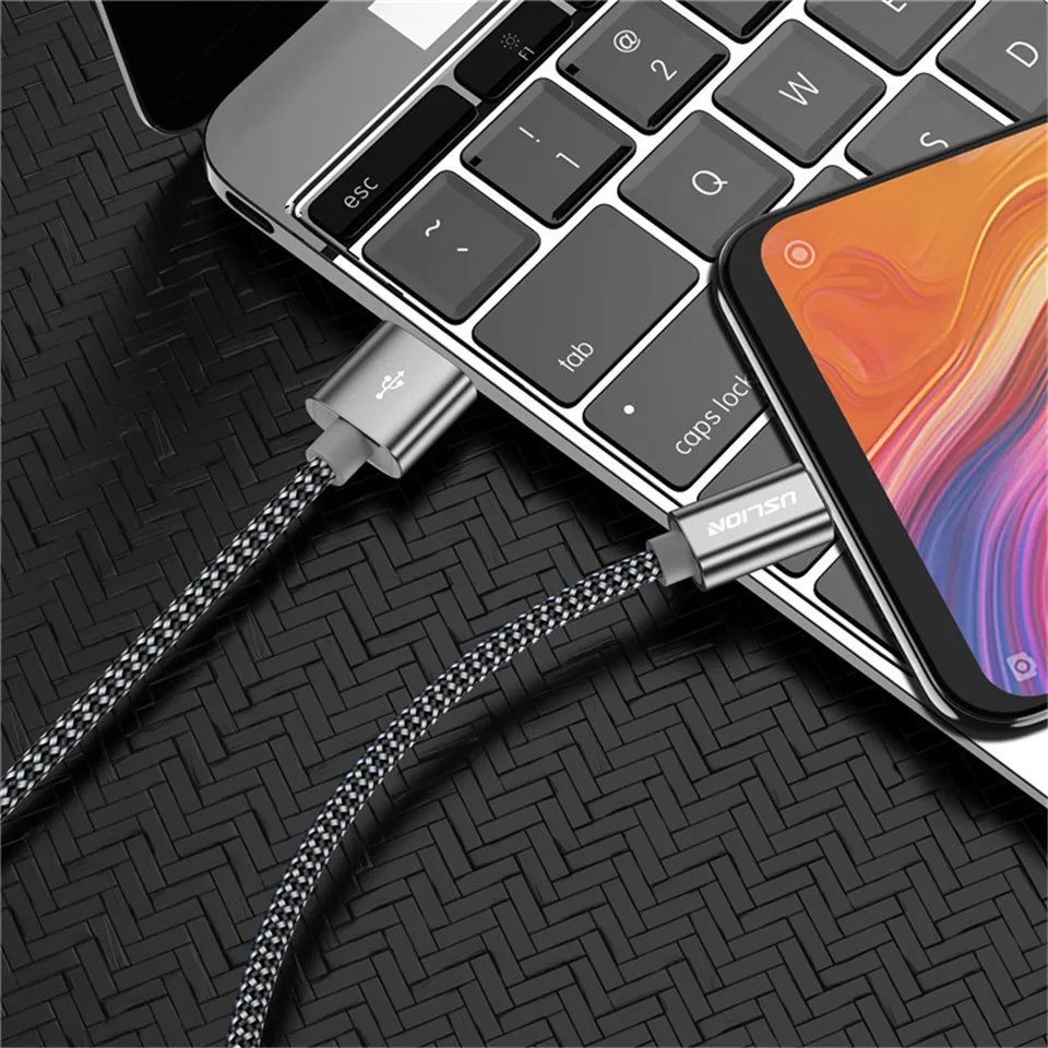 USLION usb type C кабель 2.4A кабель передачи данных для быстрой зарядки для Xiaomi 8 huawei P20 Pro samsung S8 S9 0,3 m/1 m type-c USB Кабель зарядного устройства