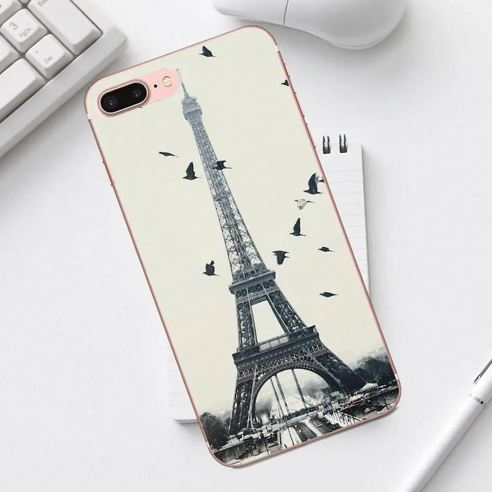 Мягкие ТПУ чехлы кожа Париж Франция Эйфелева башня для iPhone 4 4S 5 5C SE 6 6S 7 8 Plus X XS Max XR